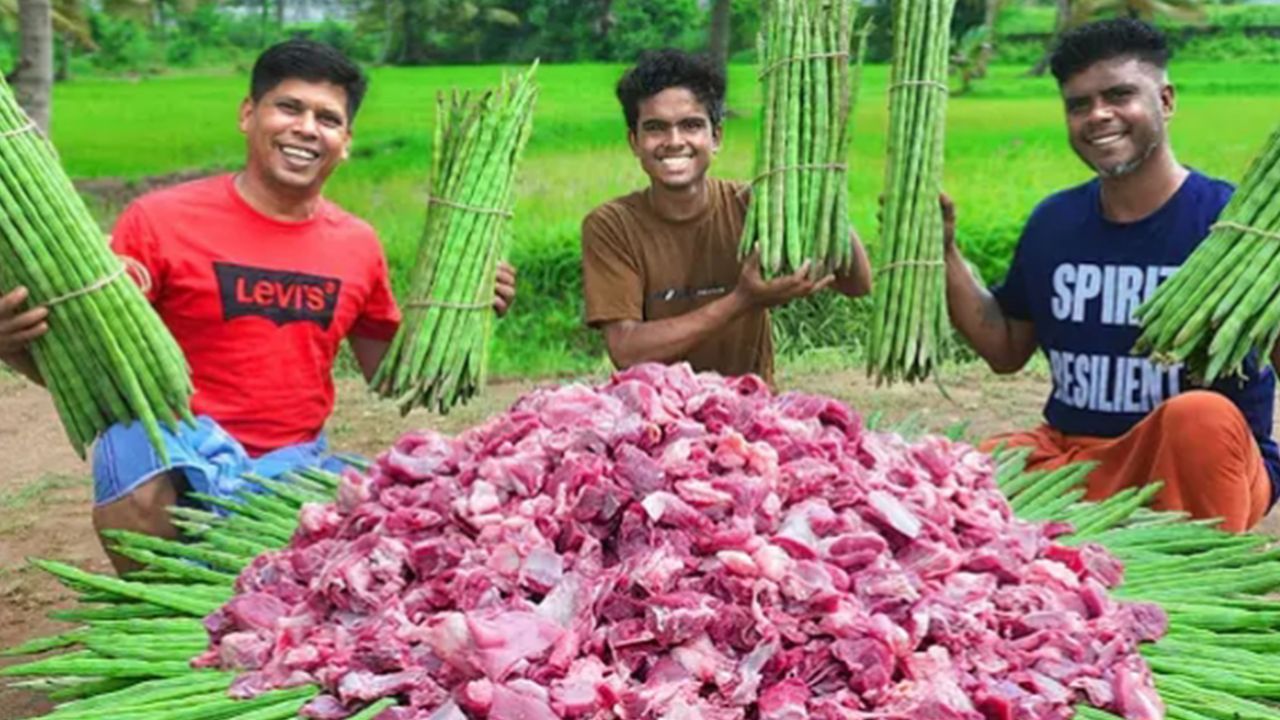 Drumstick Mutton Recipe | Mutton Masala Drumstick Curry | village recipe