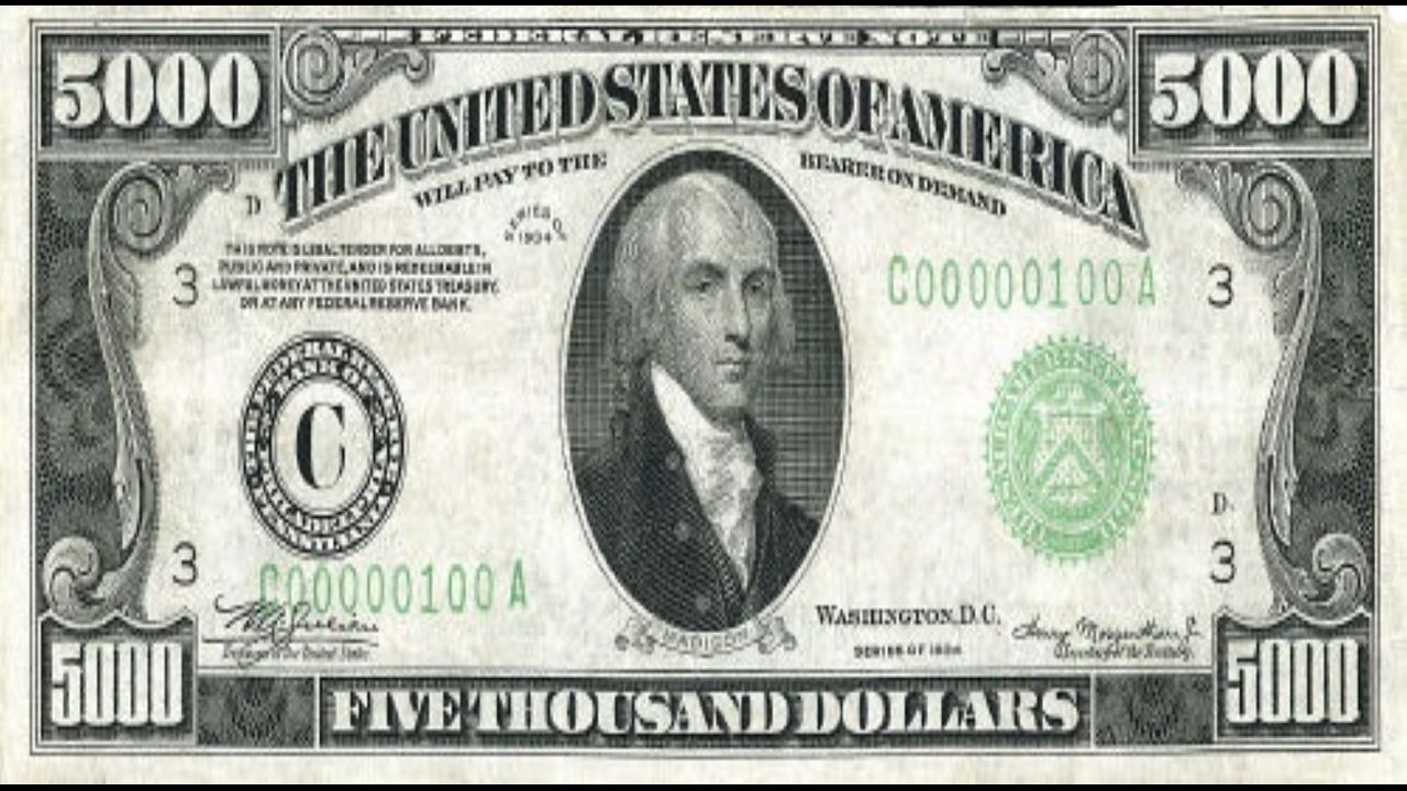 Джефферсон купюра. 5000 Dollars. СТО доллар черном фоне. Доллар с двумя палочками. Thousand Bill.